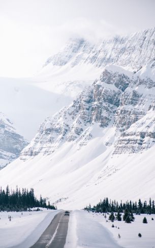 mountains, road, snow Wallpaper 1752x2800