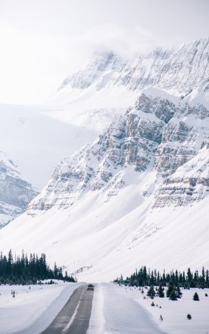 mountains, road, snow Wallpaper 800x1280