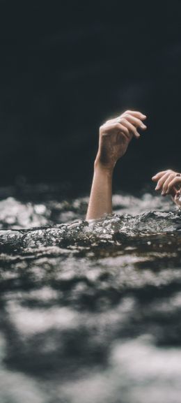 hands, lake Wallpaper 1440x3200