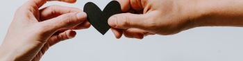 heart, hand, black Wallpaper 1590x400