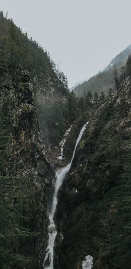 waterfall, landscape, mountains Wallpaper 1080x2220