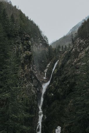 waterfall, landscape, mountains Wallpaper 3840x5760