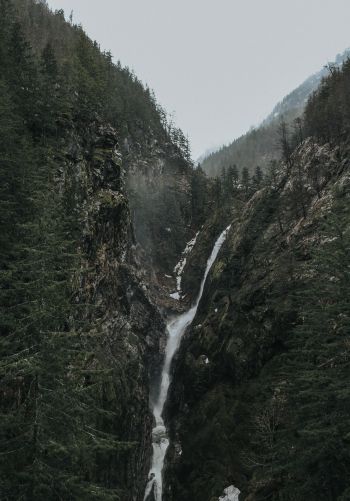 Обои 1668x2388 водопад, пейзаж, горы