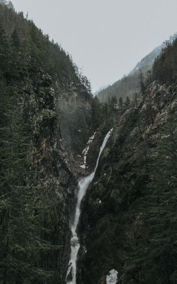 waterfall, landscape, mountains Wallpaper 1752x2800