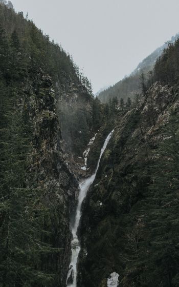 Обои 800x1280 водопад, пейзаж, горы