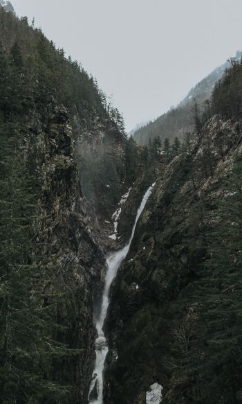 waterfall, landscape, mountains Wallpaper 1200x2000