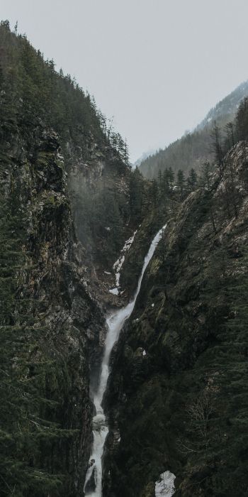 Обои 720x1440 водопад, пейзаж, горы