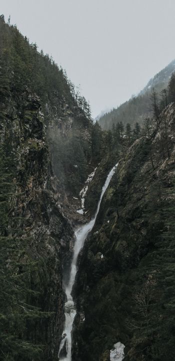 waterfall, landscape, mountains Wallpaper 1440x2960
