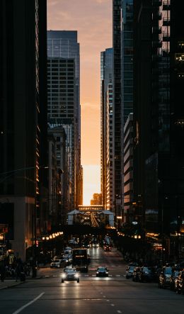 city, car, sunset Wallpaper 600x1024