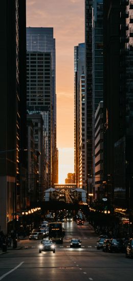 city, car, sunset Wallpaper 1080x2280