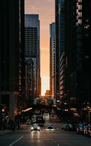 city, car, sunset Wallpaper 800x1280