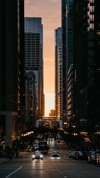 city, car, sunset Wallpaper 640x1136