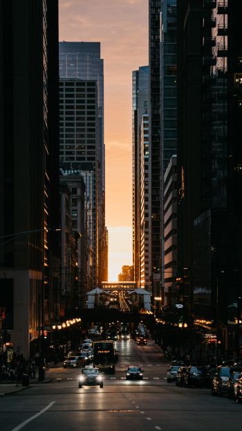 city, car, sunset Wallpaper 1440x2560