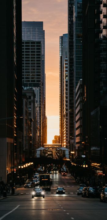 city, car, sunset Wallpaper 1440x2960