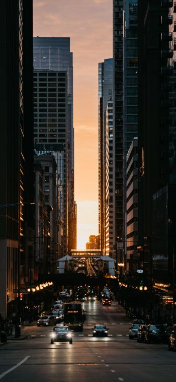 city, car, sunset Wallpaper 1080x2340