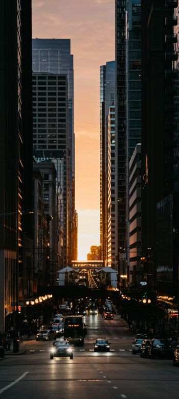 city, car, sunset Wallpaper 720x1600