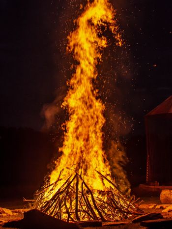 bonfire, flame, sparks Wallpaper 1536x2048