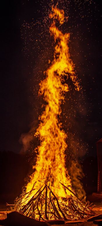 bonfire, flame, sparks Wallpaper 1080x2400