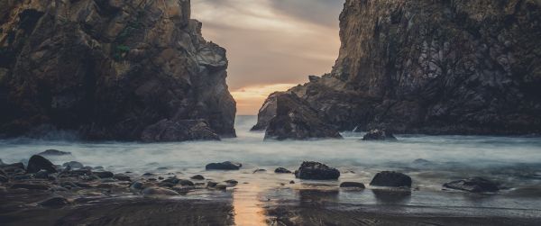 Pfeiffer Beach, California, USA Wallpaper 3440x1440