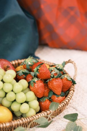 strawberry, grapes, fruit, berries Wallpaper 4160x6240