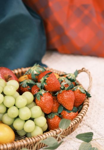 strawberry, grapes, fruit, berries Wallpaper 1668x2388