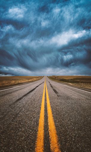 asphalt, road, clouds, sky, into the distance, path Wallpaper 1200x2000