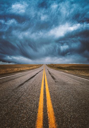 asphalt, road, clouds, sky, into the distance, path Wallpaper 1668x2388