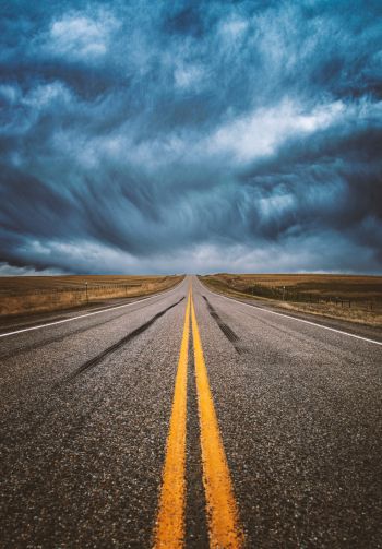 asphalt, road, clouds, sky, into the distance, path Wallpaper 1640x2360