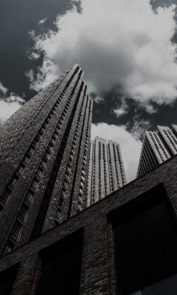 skyscraper, building, high-rise, brick, clouds, sadness Wallpaper 1200x2000