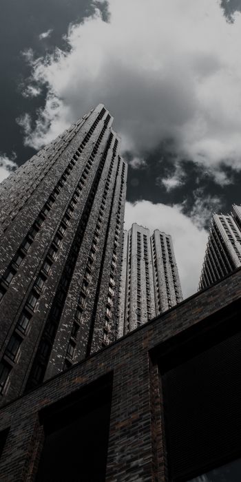 skyscraper, building, high-rise, brick, clouds, sadness Wallpaper 720x1440