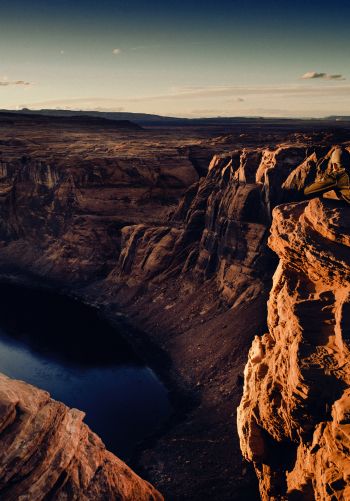 canyon, lake, rocks, sun, photographer Wallpaper 1668x2388