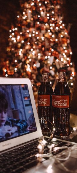 New Year, home alone, coca-cola, pizza, rest, movie, lights, garland Wallpaper 1080x2400