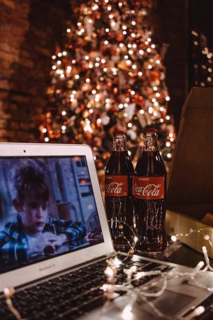 New Year, home alone, coca-cola, pizza, rest, movie, lights, garland Wallpaper 3877x5815