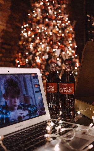 New Year, home alone, coca-cola, pizza, rest, movie, lights, garland Wallpaper 800x1280