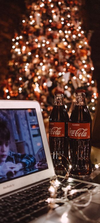 New Year, home alone, coca-cola, pizza, rest, movie, lights, garland Wallpaper 1080x2400