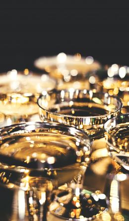 cup, golden, glass, sparkling, champagne, rest Wallpaper 600x1024