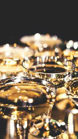 cup, golden, glass, sparkling, champagne, rest Wallpaper 1440x2560