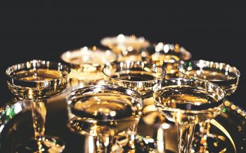 cup, golden, glass, sparkling, champagne, rest Wallpaper 1920x1200