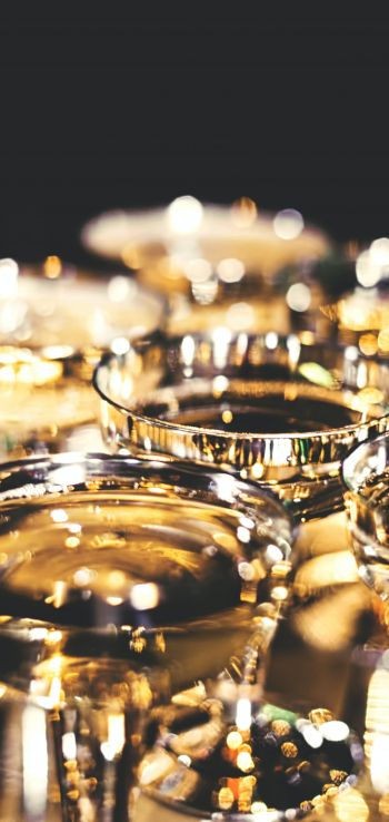 cup, golden, glass, sparkling, champagne, rest Wallpaper 1440x3040