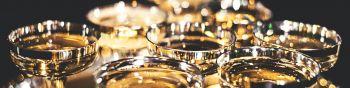 cup, golden, glass, sparkling, champagne, rest Wallpaper 1590x400
