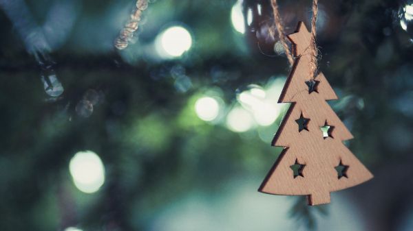 wooden toy, Christmas tree, christmas tree decoration, asterisks, do it yourself Wallpaper 1366x768