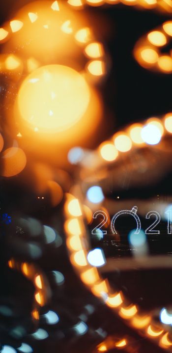 Обои 1080x2220 Новый год , огни, 2021, длинная выдержка