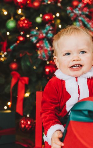 baby, smile, little santa, new year photo shoot Wallpaper 1752x2800