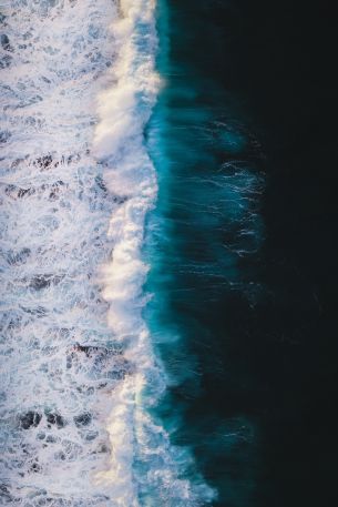 breeze, wave, ocean, water, shore, blue, sea Wallpaper 640x960