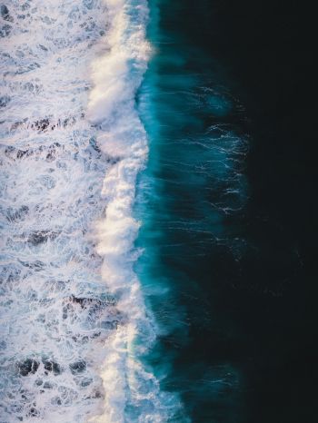 breeze, wave, ocean, water, shore, blue, sea Wallpaper 1668x2224