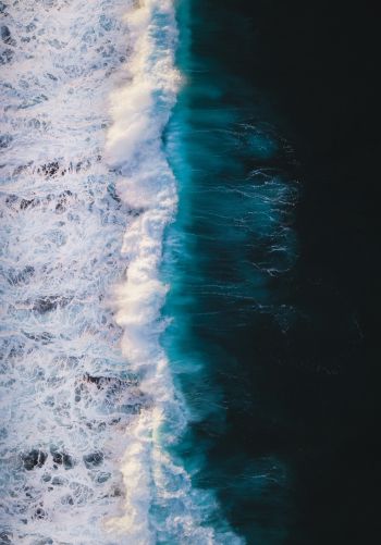 breeze, wave, ocean, water, shore, blue, sea Wallpaper 1668x2388
