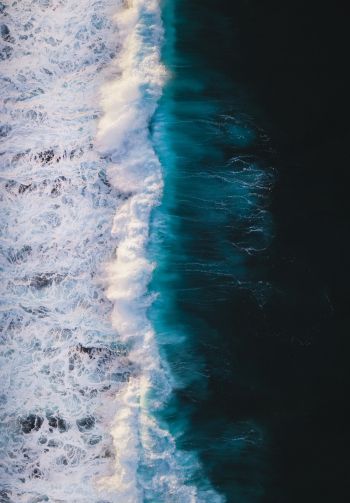 breeze, wave, ocean, water, shore, blue, sea Wallpaper 1640x2360