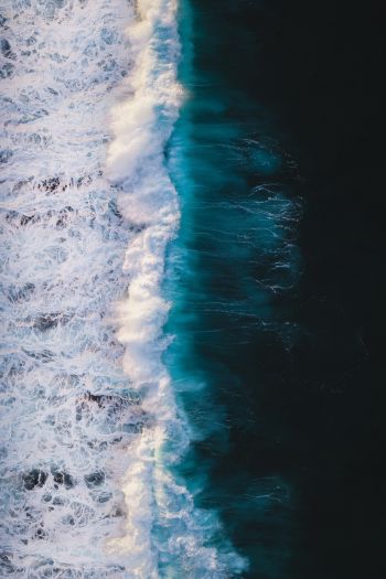 breeze, wave, ocean, water, shore, blue, sea Wallpaper 640x960