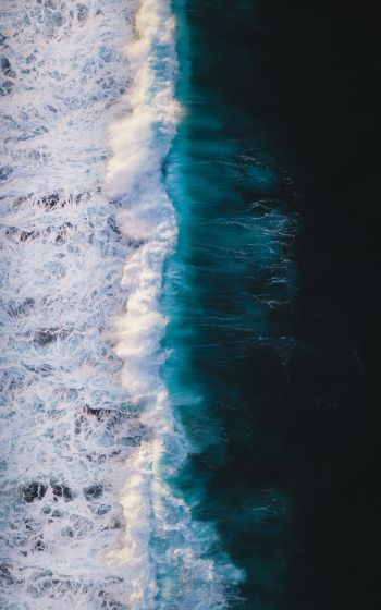 breeze, wave, ocean, water, shore, blue, sea Wallpaper 1600x2560