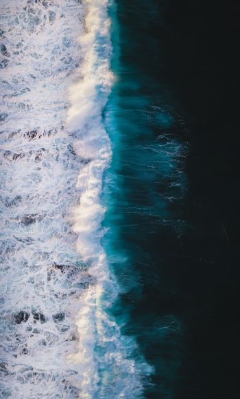 breeze, wave, ocean, water, shore, blue, sea Wallpaper 1200x2000